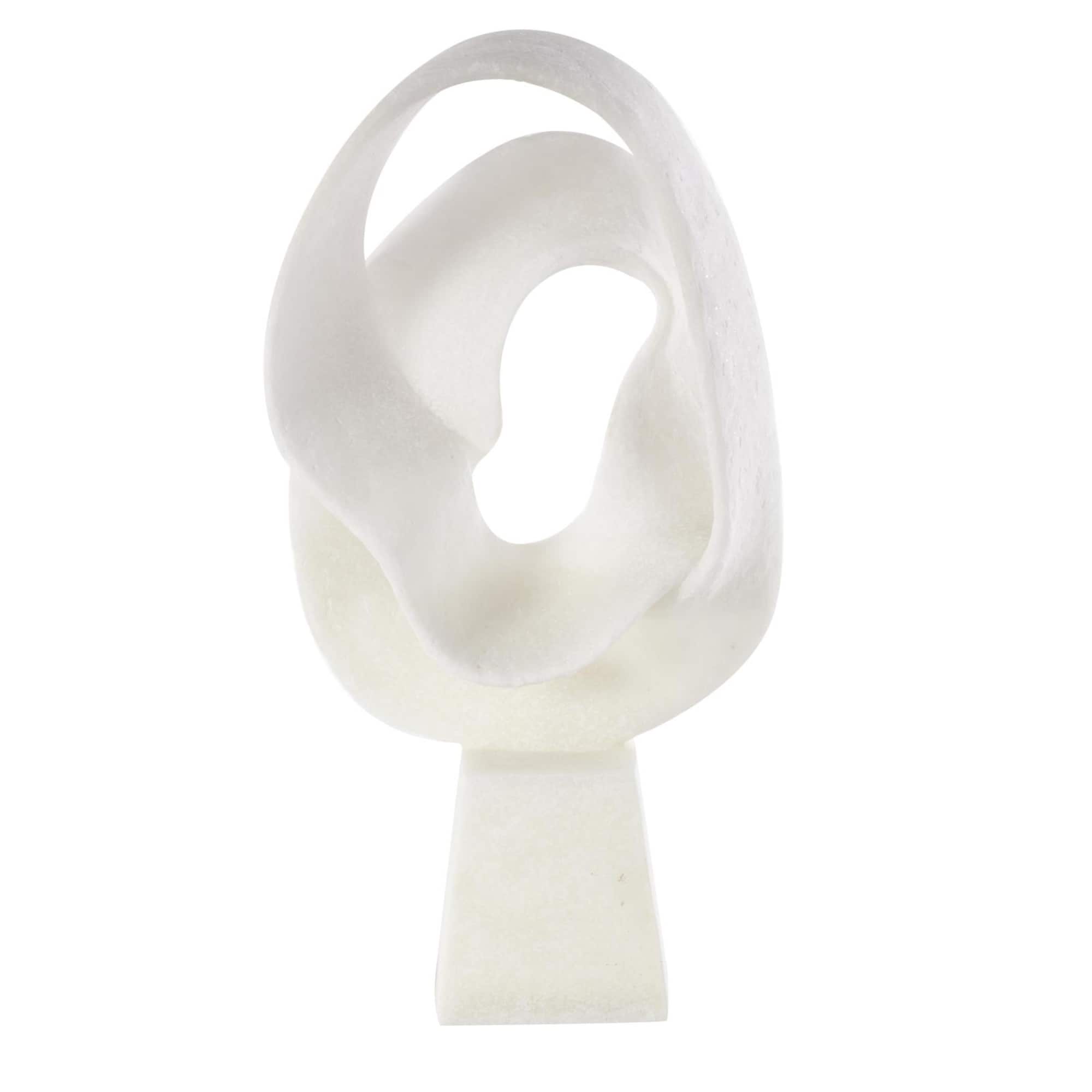 19" White Textured Wave Sculpture with Elevated Base